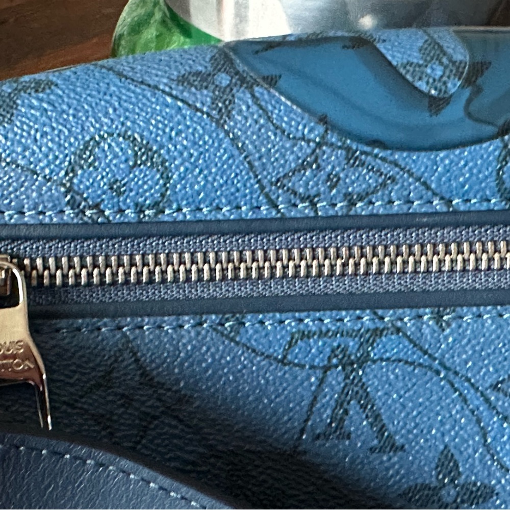 Louis Vuitton Blue Monogram Embossed Leather Shoulder Bag - Picture 14 of 16